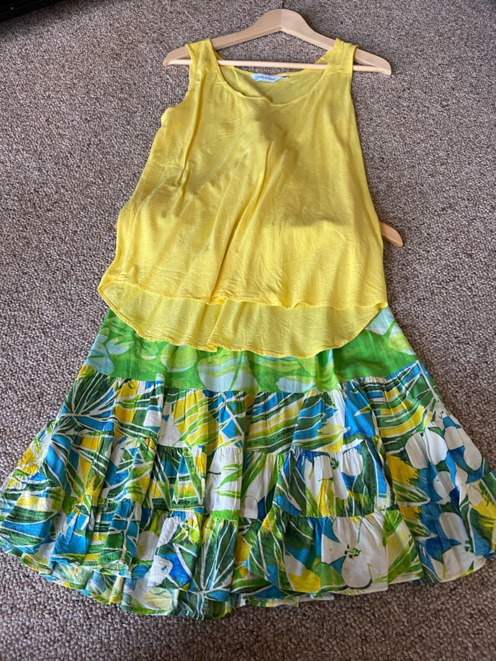 Jams World Yellow Tank with Green and Blue Floral Skirt Set